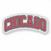 Chicago Red Block Varsity Style Tekstontwerp Sticker (Voorkant)