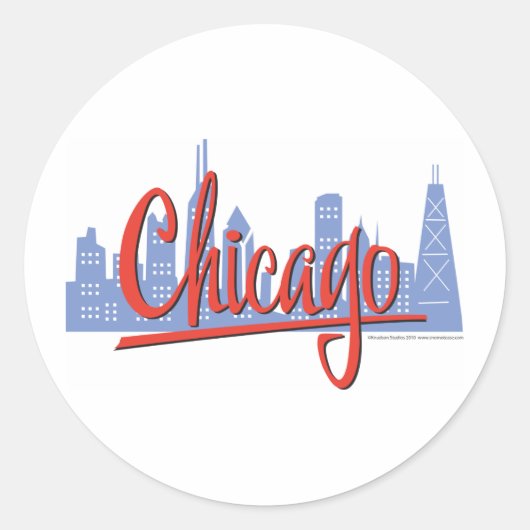 CHICAGO-RED RONDE STICKER (Voorkant)