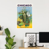Chicago Reisposter Illinois Kunstprint Poster (Thuiskantoor)