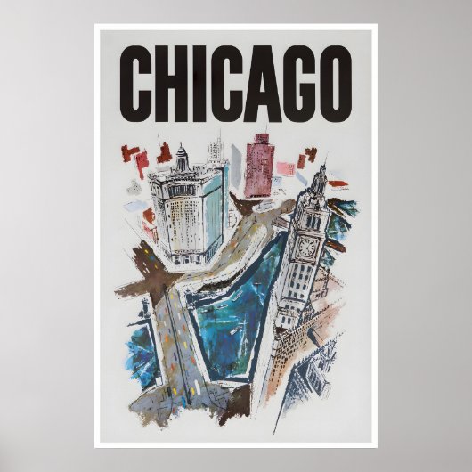 Chicago Reisposter Stadskunst Illinois Print (Voorkant)