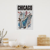 Chicago Reisposter Stadskunst Illinois Print (Keuken)