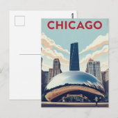 Chicago Reisposter: The Bean en Willis Tower S Briefkaart (Voorkant / Achterkant)