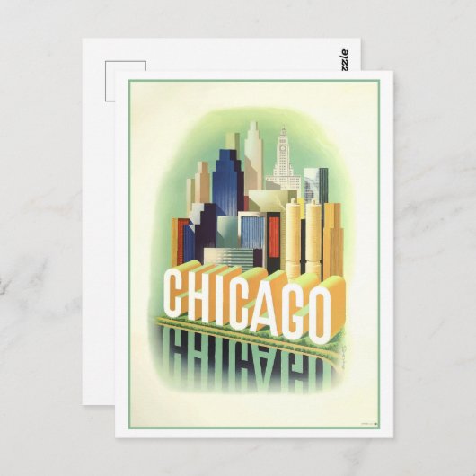 Chicago Reizen Poster Briefkaart (Voorkant / Achterkant)