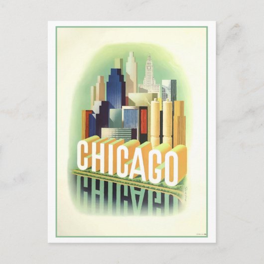  Chicago Reizen Poster Briefkaart (Voorkant)