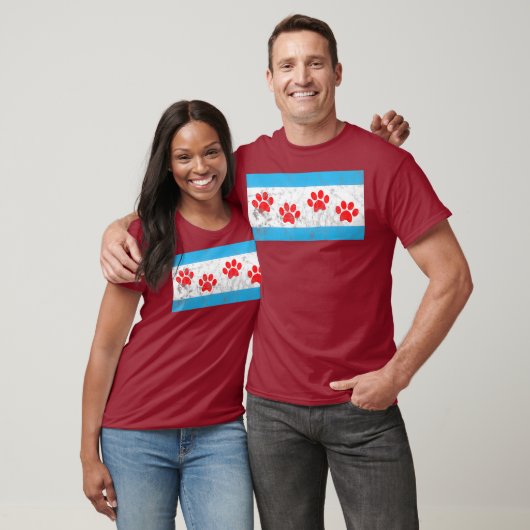Chicago Rescue Dog Paw Flag Skyline T-shirt (Unisex)