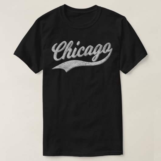 CHICAGO RETRO CLASSIC SPORTS SCRIPT CURSIEVE TEKST T-SHIRT (Design voorkant)