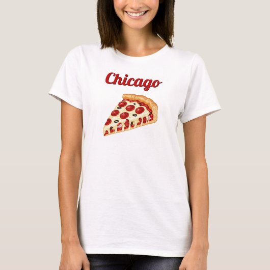 Chicago Retro Deep Dish Pizza T-shirt (Voorkant)