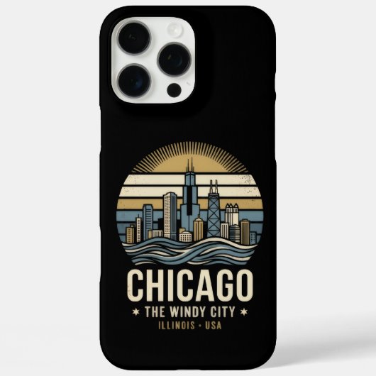 Chicago Retro Silhouette Reisontwerp Case-Mate iPhone Case (Achterkant)