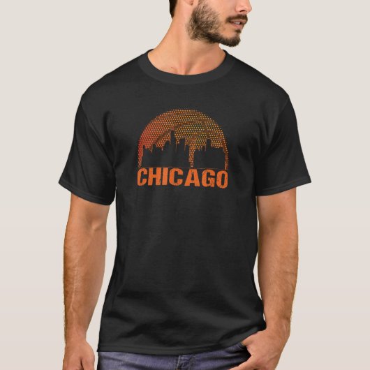 Chicago Retro Skyline Basketball Design T-shirt (Voorkant)