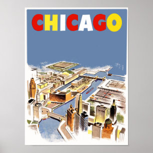 Chicago. Retro Style Travel poster