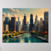 Chicago Retro Vibes – klassiek stadsbeeld Poster (Voorkant)