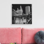 Chicago River 1967 Wrigley Building Sun Times Bldg Canvas Afdruk (Insitu (Woonkamer))