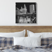 Chicago River 1967 Wrigley Building Sun Times Bldg Canvas Afdruk (Insitu (Slaapkamer))