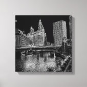 Chicago River 1967 Wrigley Building Sun Times Bldg Canvas Afdruk (Voorkant)
