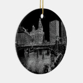 Chicago River 1967 Wrigley Building Sun Times Bldg Keramisch Ornament (Rechts)