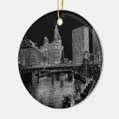 Chicago River 1967 Wrigley Building Sun Times Bldg Keramisch Ornament (Links)