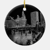 Chicago River 1967 Wrigley Building Sun Times Bldg Keramisch Ornament (Achterkant)