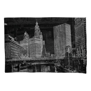 Chicago River 1967 Wrigley Building Sun Times Bldg Kussensloop