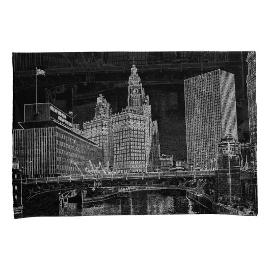 Chicago River 1967 Wrigley Building Sun Times Bldg Kussensloop (Voorkant-Rechts)