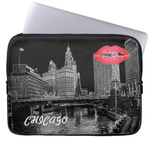 Chicago River 1967 Wrigley Building Sun Times Bldg Laptop Sleeve