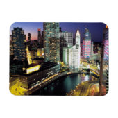 Chicago River bij Night Premium Flex Magnet Magneet (Horizontaal)
