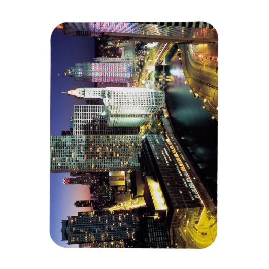 Chicago River bij Night Premium Flex Magnet Magneet (Verticaal)
