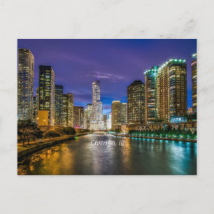 Chicago River bij Sunset, met het opschrift: Briefkaart