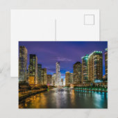 Chicago River bij Sunset, met het opschrift: Briefkaart (Voorkant / Achterkant)
