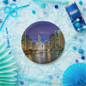 Chicago River bij zonsondergang Papieren Bordje (Feest)