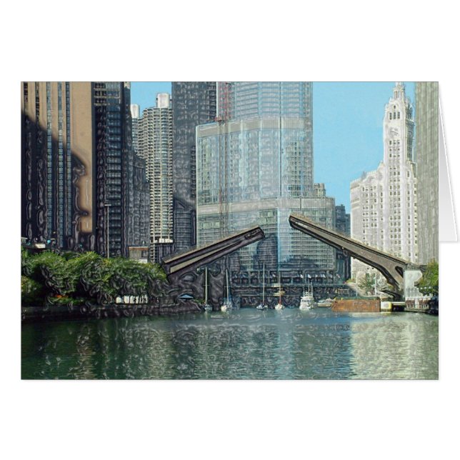 Chicago River Columbus Drive Boat Scene (Voorkant Horizontaal)