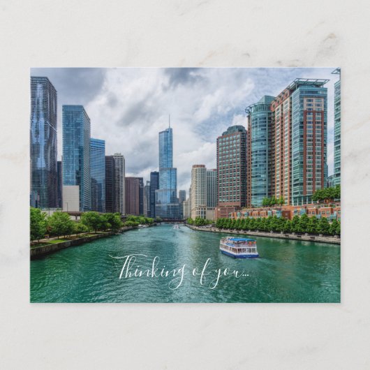Chicago River en Trump Tower denken aan jou Briefkaart (Voorkant)