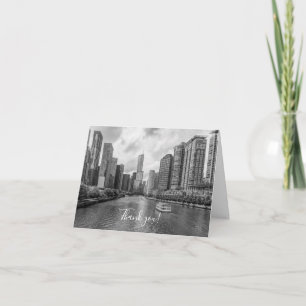 Chicago River en Trump Tower Grayscale Hartelijk d Bedankkaart