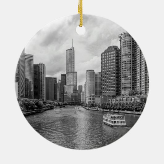 Chicago River en Trump Tower Grayscale Ornament (Achterkant)