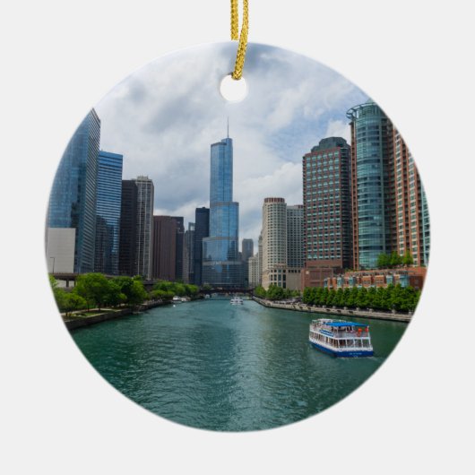 Chicago River en Trump Tower Keramisch Ornament (Voorkant)