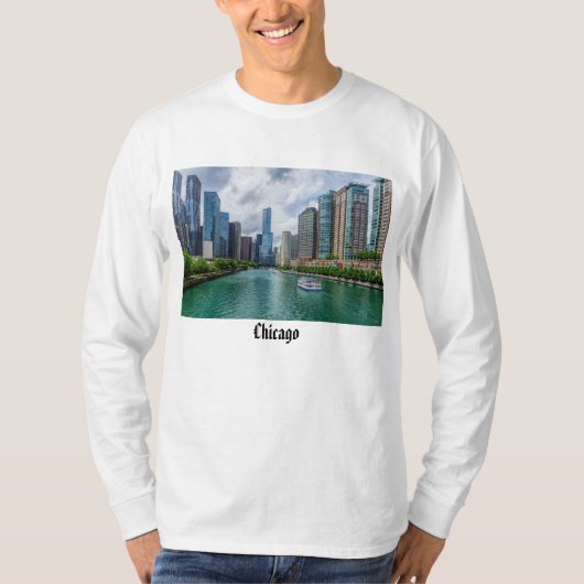 Chicago River en Trump Tower Long Sleeve T-Shirt (Voorkant)