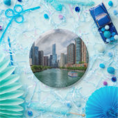 Chicago River en Trump Tower Papieren Bordje (Feest)