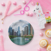 Chicago River en Trump Tower Papieren Bordje (Feest)