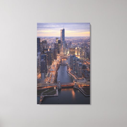 Chicago River en Trump Tower van boven Canvas Afdruk (Voorkant)