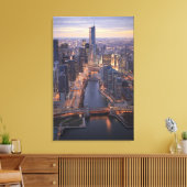 Chicago River en Trump Tower van boven Canvas Afdruk (Insitu (Woonkamer))