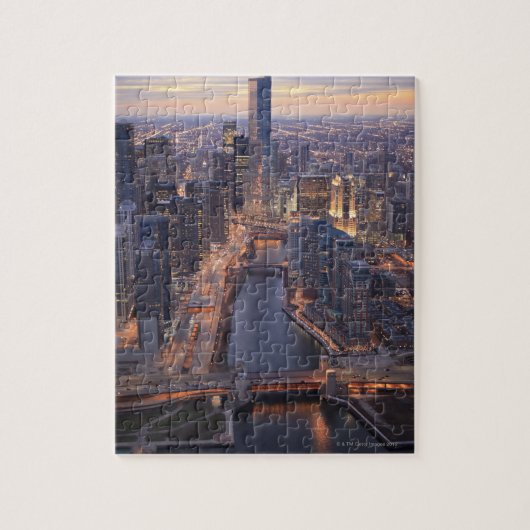 Chicago River en Trump Tower van boven Legpuzzel (Verticaal)