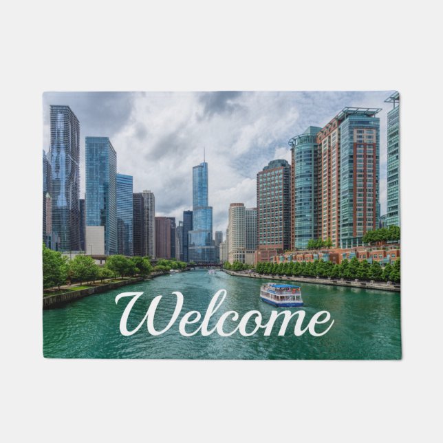 Chicago River en Trump Tower Welcome Doormat Deurmat (Voorkant)