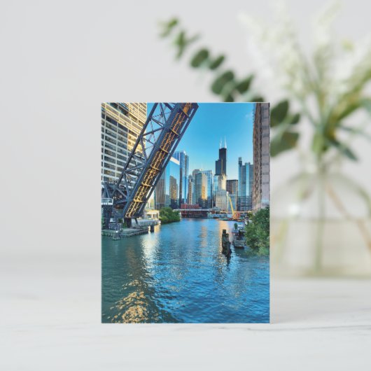 Chicago River en Willis Tower Briefkaart (Staand voorkant)
