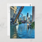 Chicago River en Willis Tower Briefkaart (Voorkant / Achterkant)
