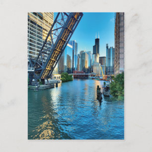 Chicago River en Willis Tower Briefkaart