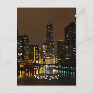Chicago River Nacht Storm Bedankt Ansichtkaart Briefkaart
