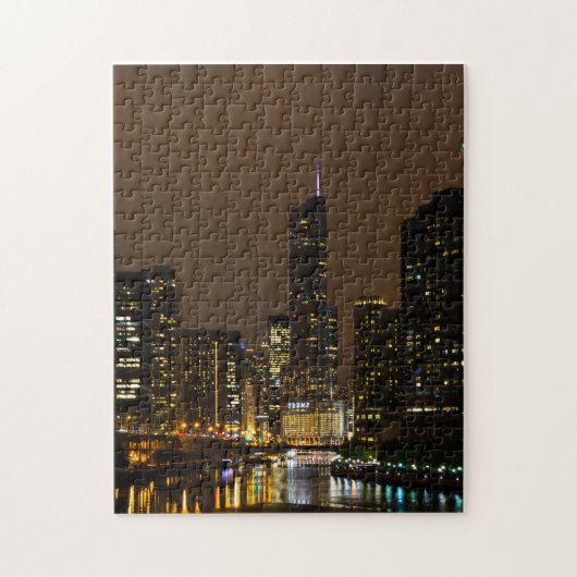 Chicago River Nacht Storm Legpuzzel (Verticaal)