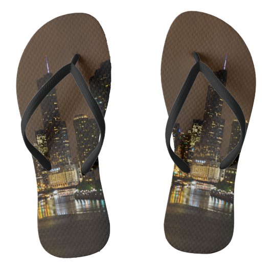Chicago River Night Storm Teenslippers (Voetbed)