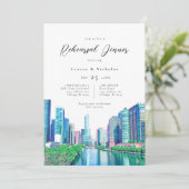 Chicago River Rehearsal Dinner Invitation Kaart (Staand voorkant)