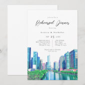 Chicago River Rehearsal Dinner Invitation Kaart (Voorkant / Achterkant)