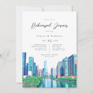 Chicago River Rehearsal Dinner Invitation Kaart